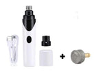 Electric pet nail grinder kit with cable, spare head, and protective storage cap