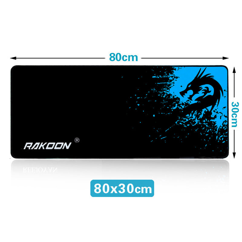 Black and blue mouse pad, 80x30cm, dragon splash graphic, anti-slip border