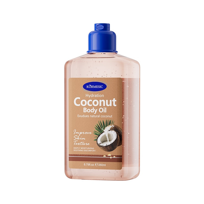 KORMESIC Hydration Coconut Body Oil 260ml bottle with blue cap