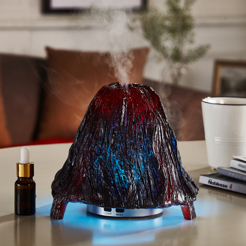 Difusor de aroma ultrasónico volcán humidificador luz nocturna colorida vaporizador de aroma de escritorio