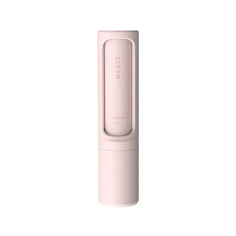Light pink reusable pet hair remover lint roller brush with self-cleaning head