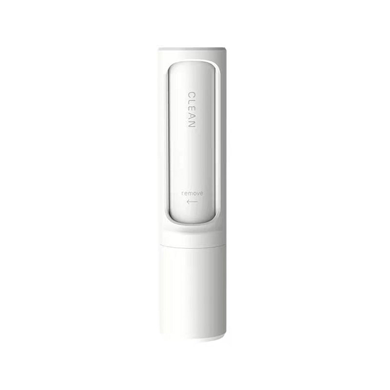 White reusable pet hair remover lint roller brush with self-cleaning head
