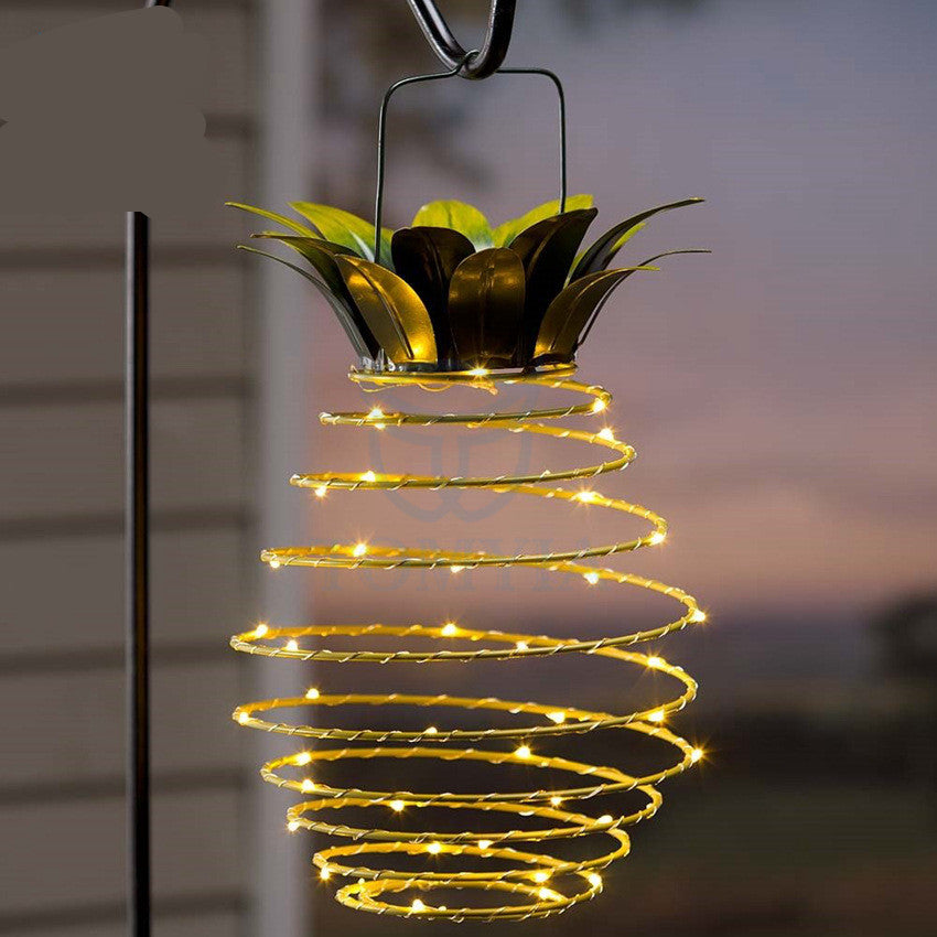 Luces solares impermeables de jardín con forma de piña para exteriores, luces de camino, luces de hadas colgantes, decoración de cadena de luces LED solares cálidas