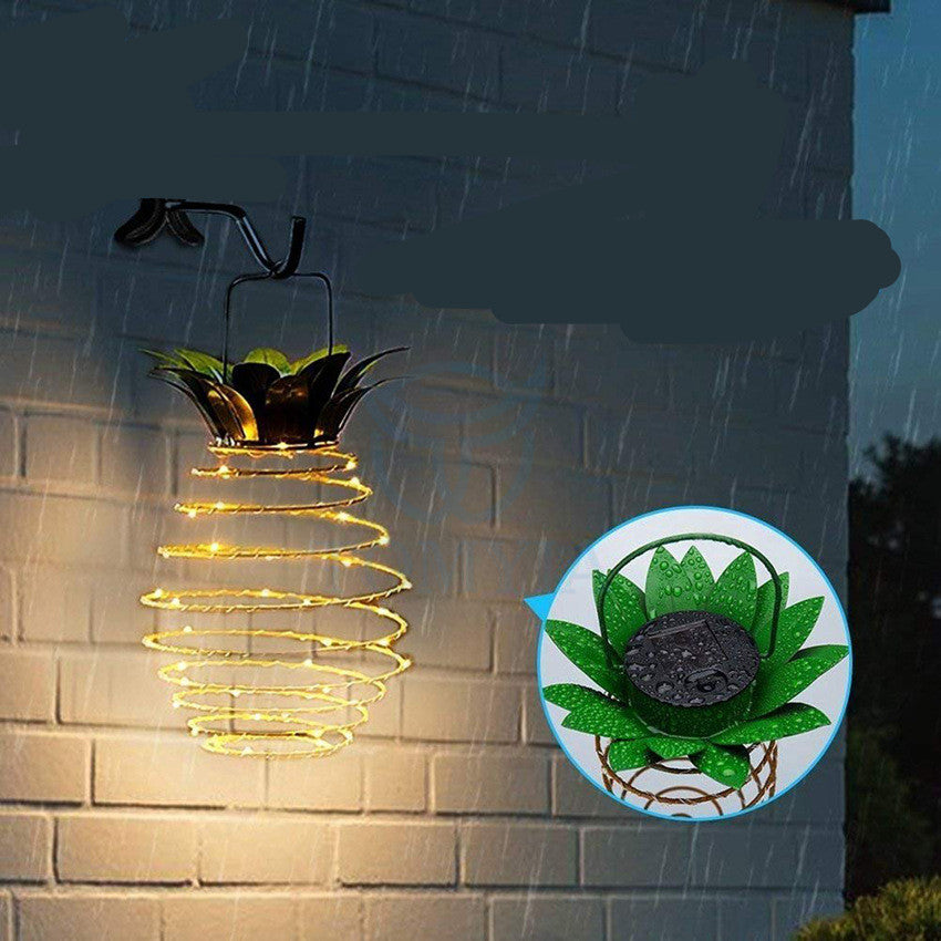 Luces solares impermeables de jardín con forma de piña para exteriores, luces de camino, luces de hadas colgantes, decoración de cadena de luces LED solares cálidas