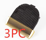 3PCCutting head attachment for a pet hair clipper with black and gold teeth