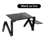 Adjustable bed laptop desk with vented top, foldable legs, and side extension tray