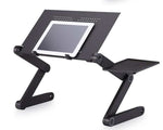 Adjustable bed laptop desk with raised tablet/laptop frame and side support trays