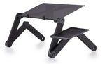 Adjustable bed study laptop desk with perforated top panel and stable folding legs