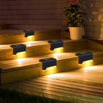 Nueva actualización Lámpara solar de valla LED impermeable Luces solares de cubierta Luz solar de paso al aire libre para escaleras de patio, camino de jardín, patio de paso