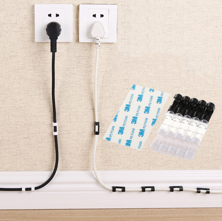 Organizador de cables de alambre para almacenamiento, clip de fijación para acabado de escritorio de oficina, adhesivo de pared sin clavos