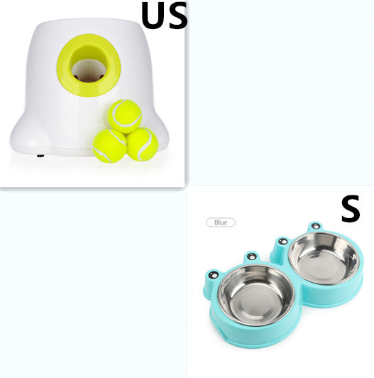 Automatic ball launcher base with lime chute and two circular metal cups