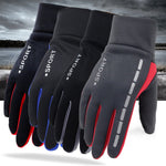 Men's cycling gloves set, dark with red and blue accents, non-slip palm grips