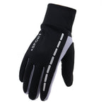 Men's cycling glove, black with light grey reflective stripe and non-slip palm