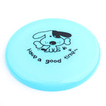 Silicone dog flying disc, light blue round disc with dog graphic and paw prints
