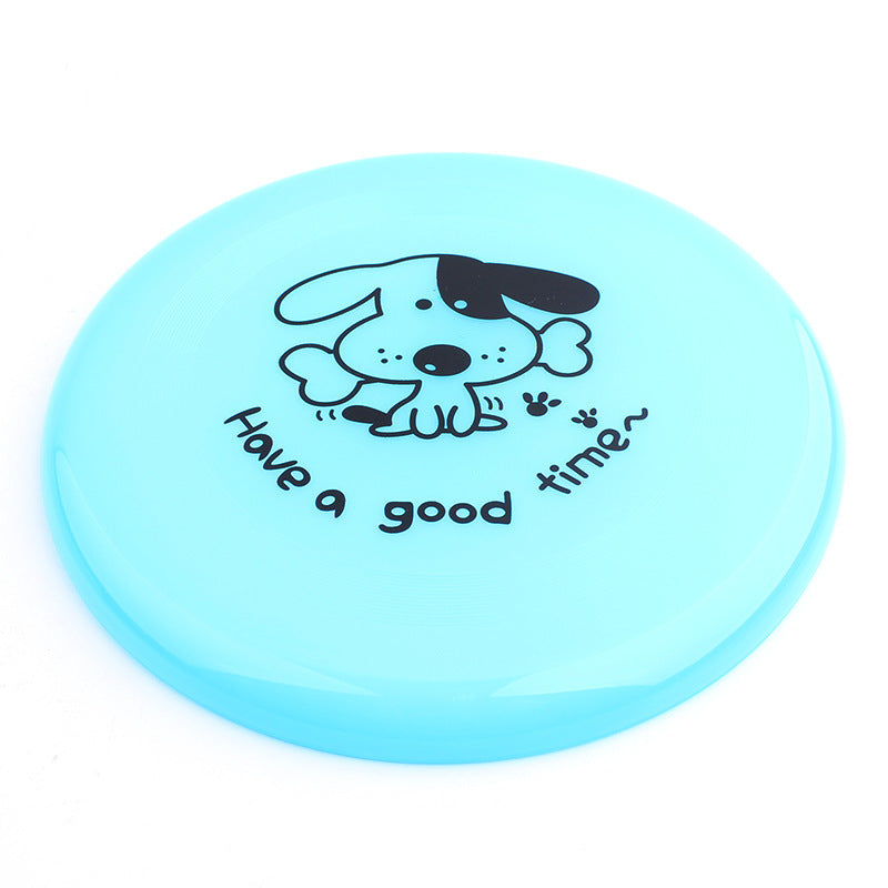 Silicone dog flying disc, light blue round disc with dog graphic and paw prints