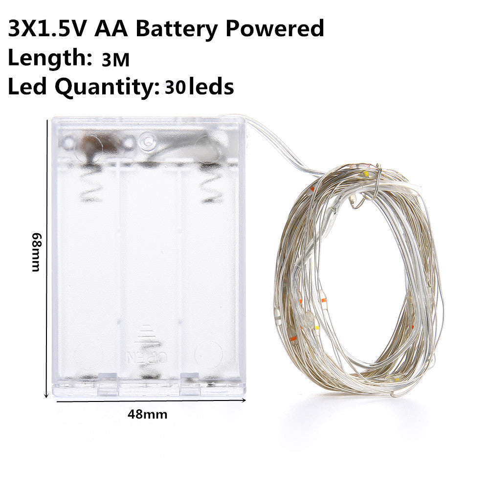 Luces de Navidad LED para Exteriores, a Pilas o por USB, Guirnalda de Hadas de Alambre de Cobre de 2m, 5m o 10m para Decoración de Fiestas y Bodas