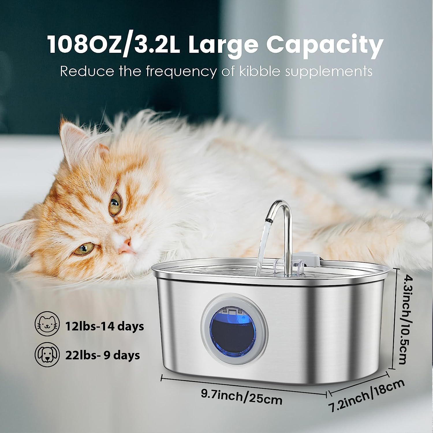 Pawsitive Vibes Stainless Steel Water Feeder – Stylish & Durable Pet Water Dispenser