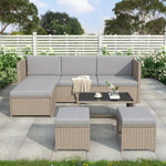 4-6 Seater Garden Lounge Set – Rattan Patio Furniture, Khaki