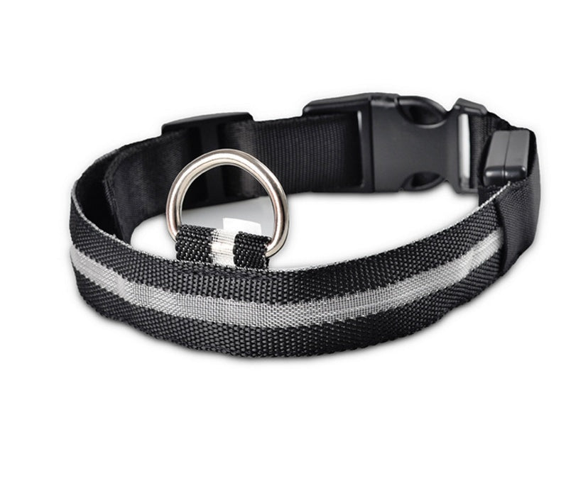 GlowPaws Nylon LED Dog Collar - Adjustable Luminous Leash for Night Safety & Visibility