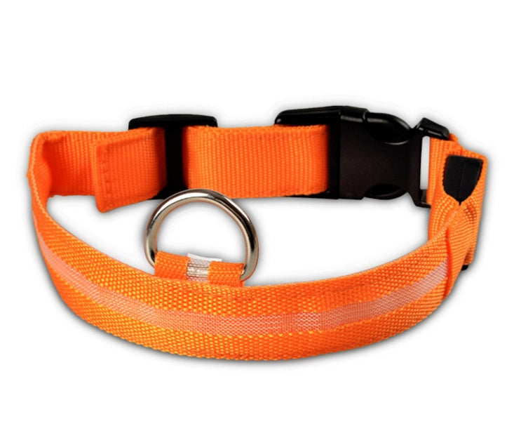 GlowPaws Nylon LED Dog Collar - Adjustable Luminous Leash for Night Safety & Visibility