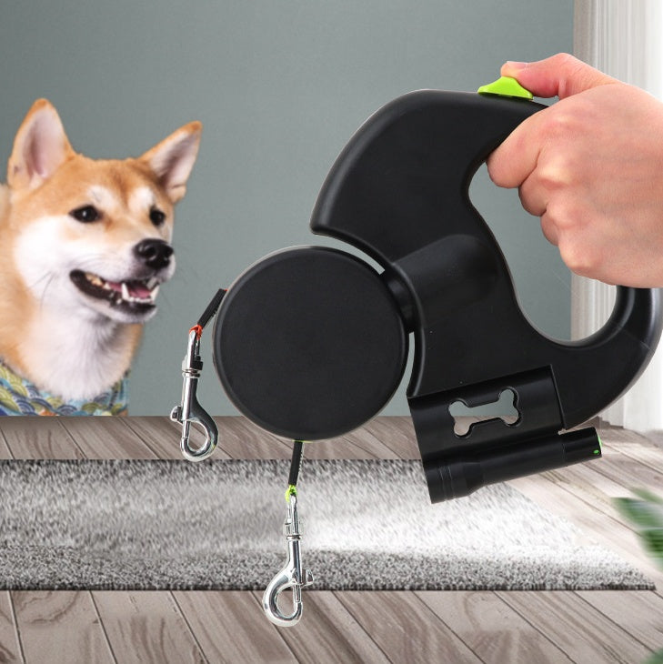 PawPal Retractable Dog Leash for Small Dogs - Reflective, 360° Swivel, Dual Lead with Lights