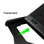 Laptop cooling stand with mesh top and push-up airflow channel, black base
