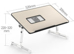 Adjustable foldable laptop desk stand, 52x30 cm top and 220–320 mm height range, beige