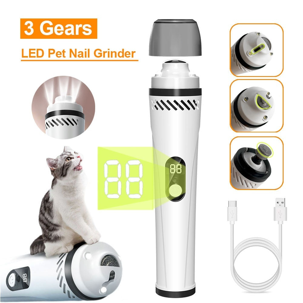 PawPerfect Electric Nail Trimmer - 3-Speed LED Precision for Hassle-Free Grooming
