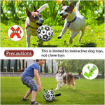 Inflatable dog soccer ball toy with paw print design and green fabric tabs