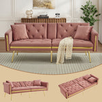 Two-seater Sofa Bed With Adjustable Backrest, Gold Accents And Built-in Cup Holders - Convertible Into A Comfortable And Space-saving Two-seater Sofa For Both The Living Room And Bedroom