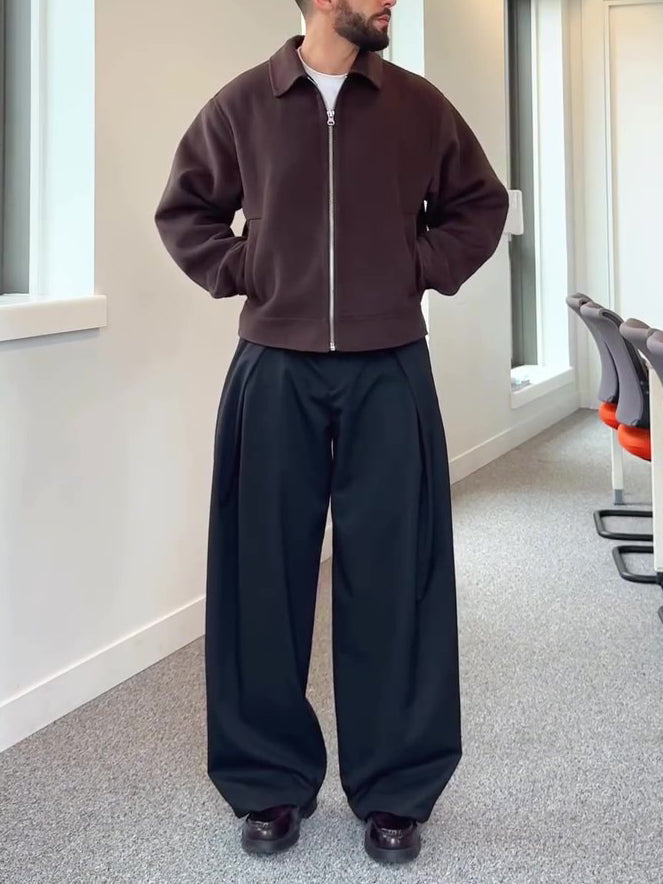 Stylish Brown Zip-Up Jacket - Cozy Long Sleeve Essential by [Brand Name]