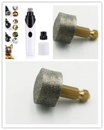 Electric pet nail grinder kit with white body, spare cap, and grinding head