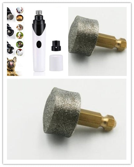 Electric pet nail grinder kit with white body, spare cap, and grinding head
