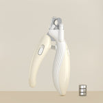 White pet LED nail grinder with clear safety guard and included metal drum