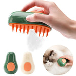 Electric pet grooming brush with avocado-green body and orange bristle pins