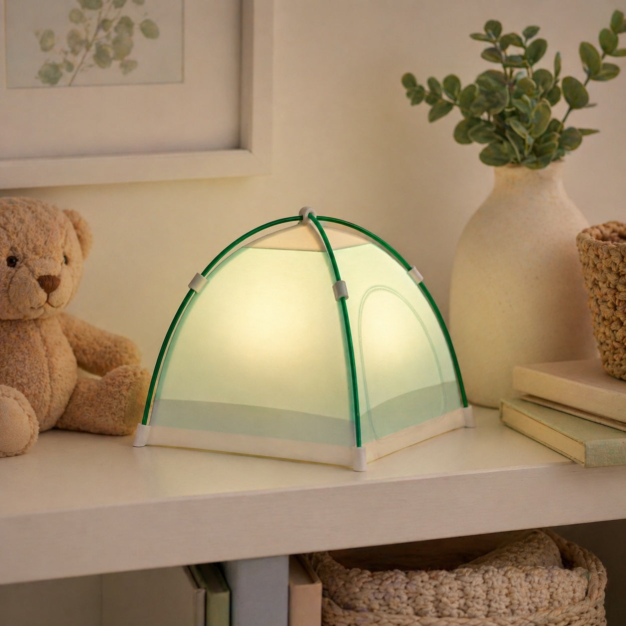 3D Printed Tent Shaped Night Light 3 Light Modes Touch Control Bedside Lamp
