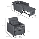 3-in-1 Single Chair Bed – Adjustable Back Convertible Sofa, Eucalyptus Frame, Grey