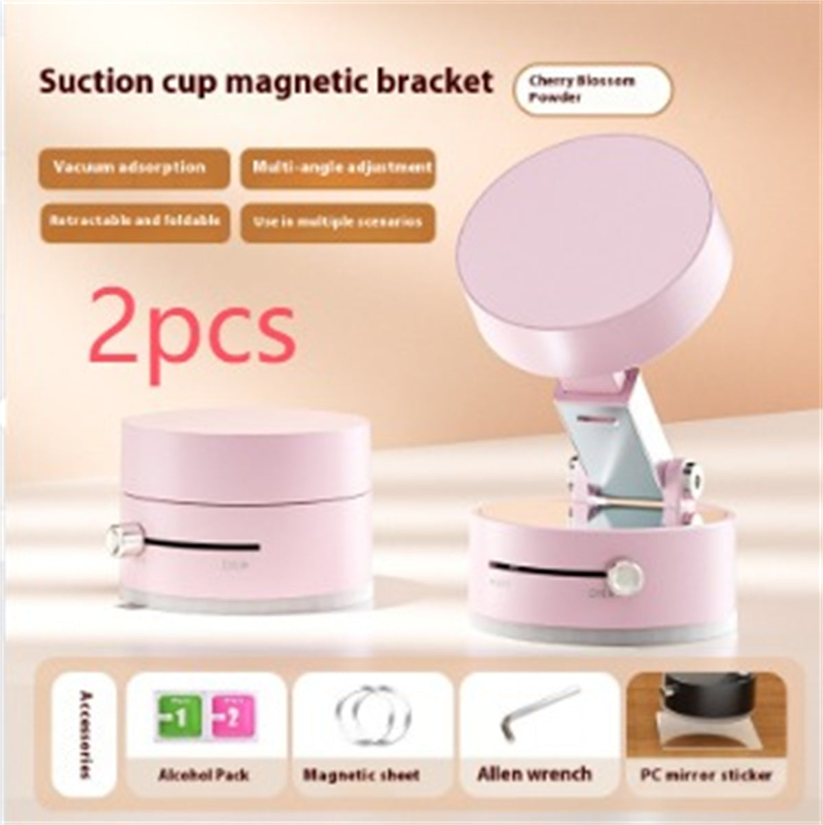 Cherry Blossom Powder 2-pack suction cup magnetic phone holders with foldable heads