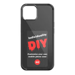 Black NFC smart display phone case with square camera opening and DIY graphic