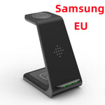 Black wireless charging stand dock with green LED, vertical phone holder