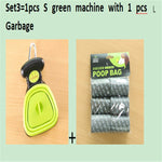 Green foldable dog pooper scooper and small black waste bag pack