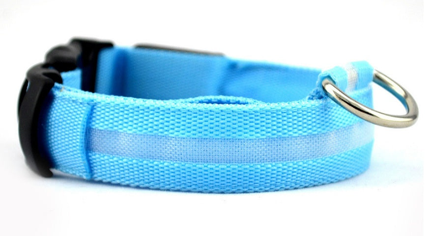 GlowPaws Nylon LED Dog Collar - Adjustable Luminous Leash for Night Safety & Visibility