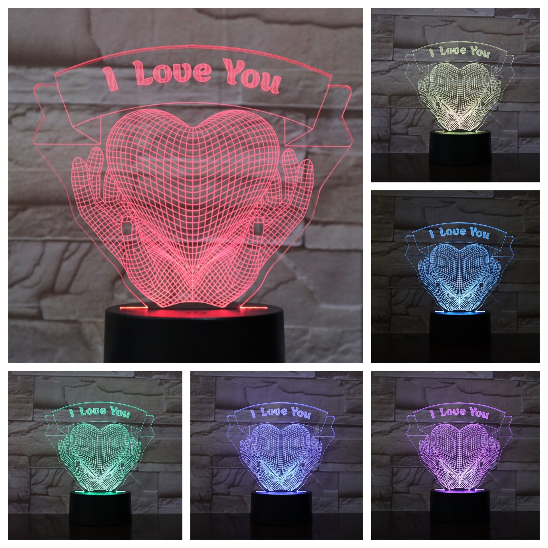 Regalo de San Valentín Manos sujetando Amor Lámpara de Noche 3D