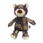 Bear-shaped dog plush toy, brown with stitched smile and large round nose