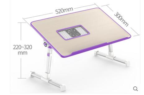 Adjustable foldable laptop desk stand with purple top, cooling mesh vent, 52x30 cm size