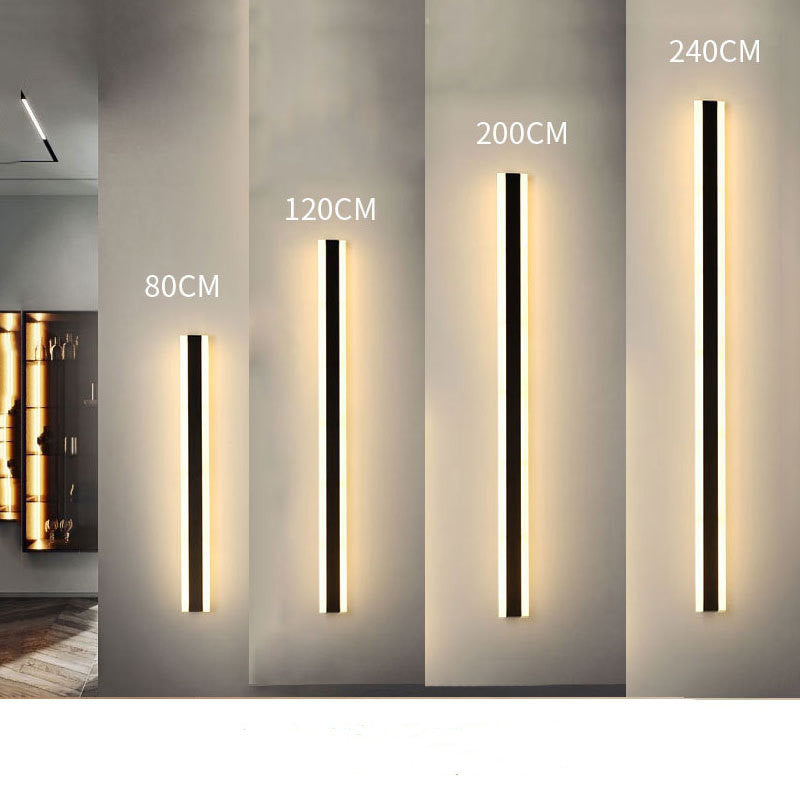 Minimalist LED wall lamp set, vertical acrylic light bars with warm glow