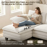 Sectional Sofa, L Shaped Couch with Deep Seat, Movable Ottoman and Pillow-top Armrests, Beige