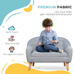 2-Seat Kids Sofa, Toddler Sofa Couch, Linen-Like Fabric & Wood Frame Sofa Chair for Ages 3-7, 11" High Seat, Gray