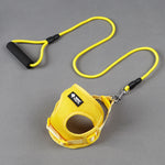 Mesh dog harness and leash set with foam handle, yellow straps and black clips