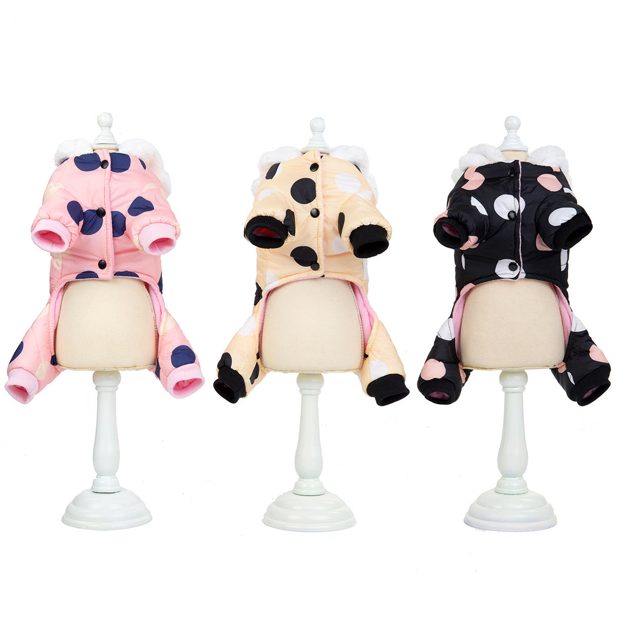 Polka Dot Four-Leg Cotton Dog Winter Coat – Warm Pet